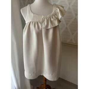 NWT Saturday Club Women’s Small Cream Babydoll Asymmetrical Ruffled Mini Dress